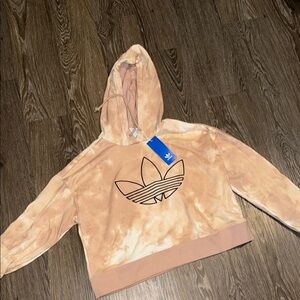 Adidas Beige Tie-Dye Hoodie with Trefoil Logo